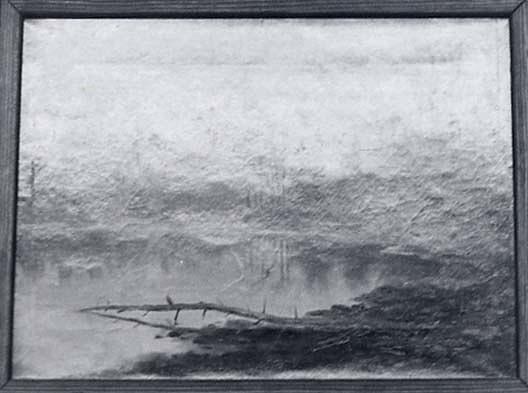 (Landscape of Dead Fallen Tree and Pond), (painting)