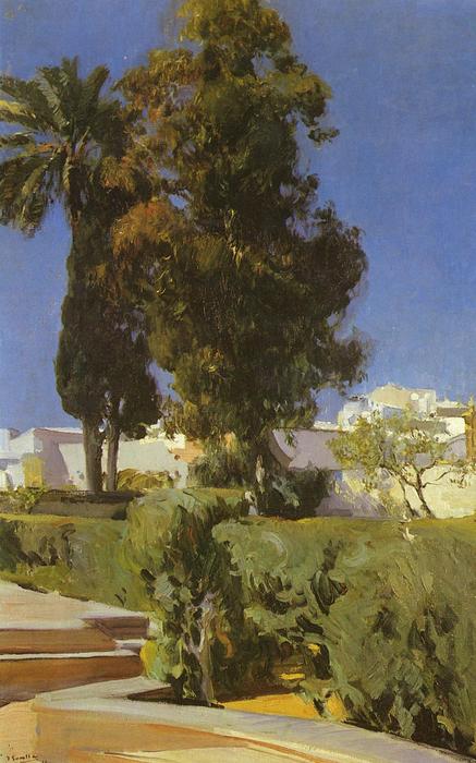 Gardens Of The Alcázar — Joaquín Sorolla Y Bastida, Oil On Canvas, Mediterranean Luminism