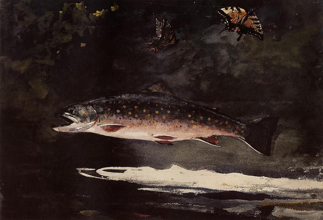 Trout Breaking — Winslow Homer, Acrylic On Canvas, American Realism