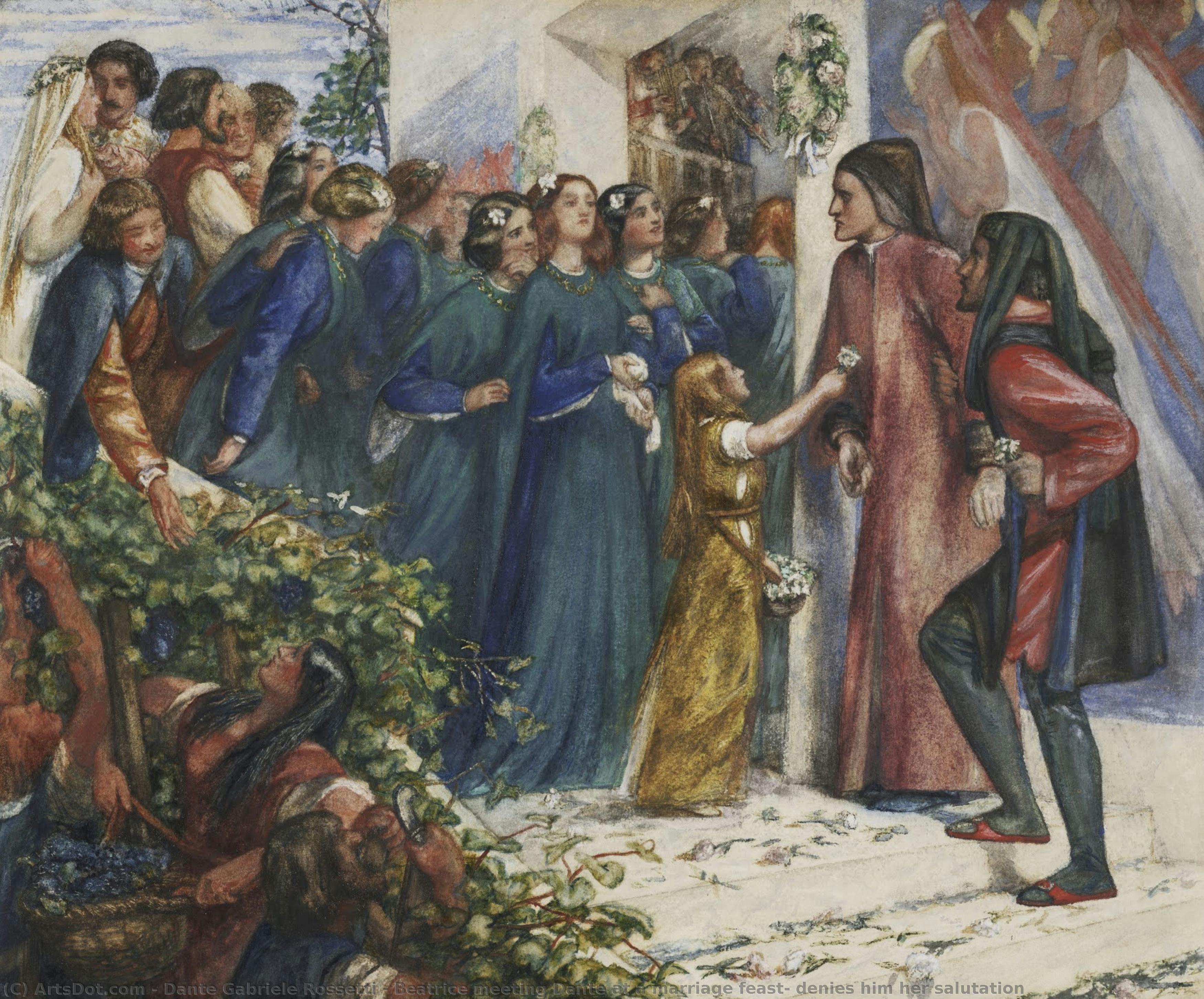 Beatrice encontrándose con Dante en una boda, le niega su saludo