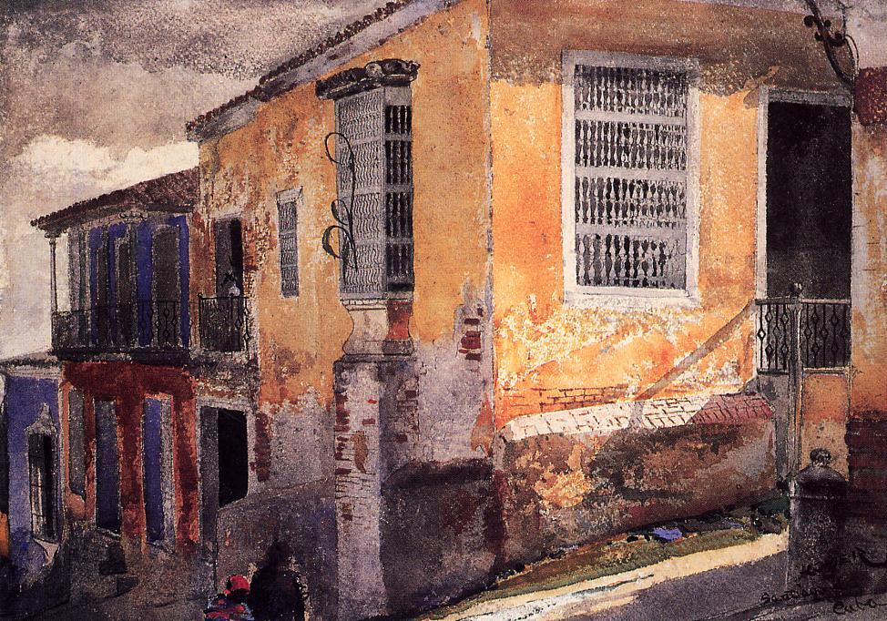 Street Corner, Santiago De Cuba — Winslow Homer, Watercolor, Impressionistic Watercolor
