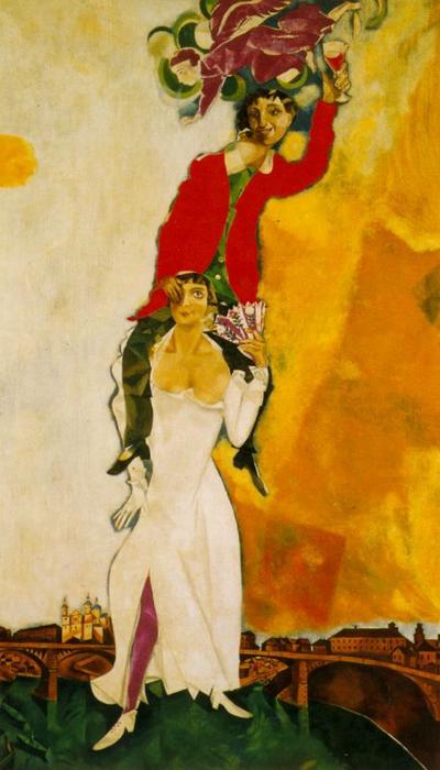 Double portrait with a glass of wine