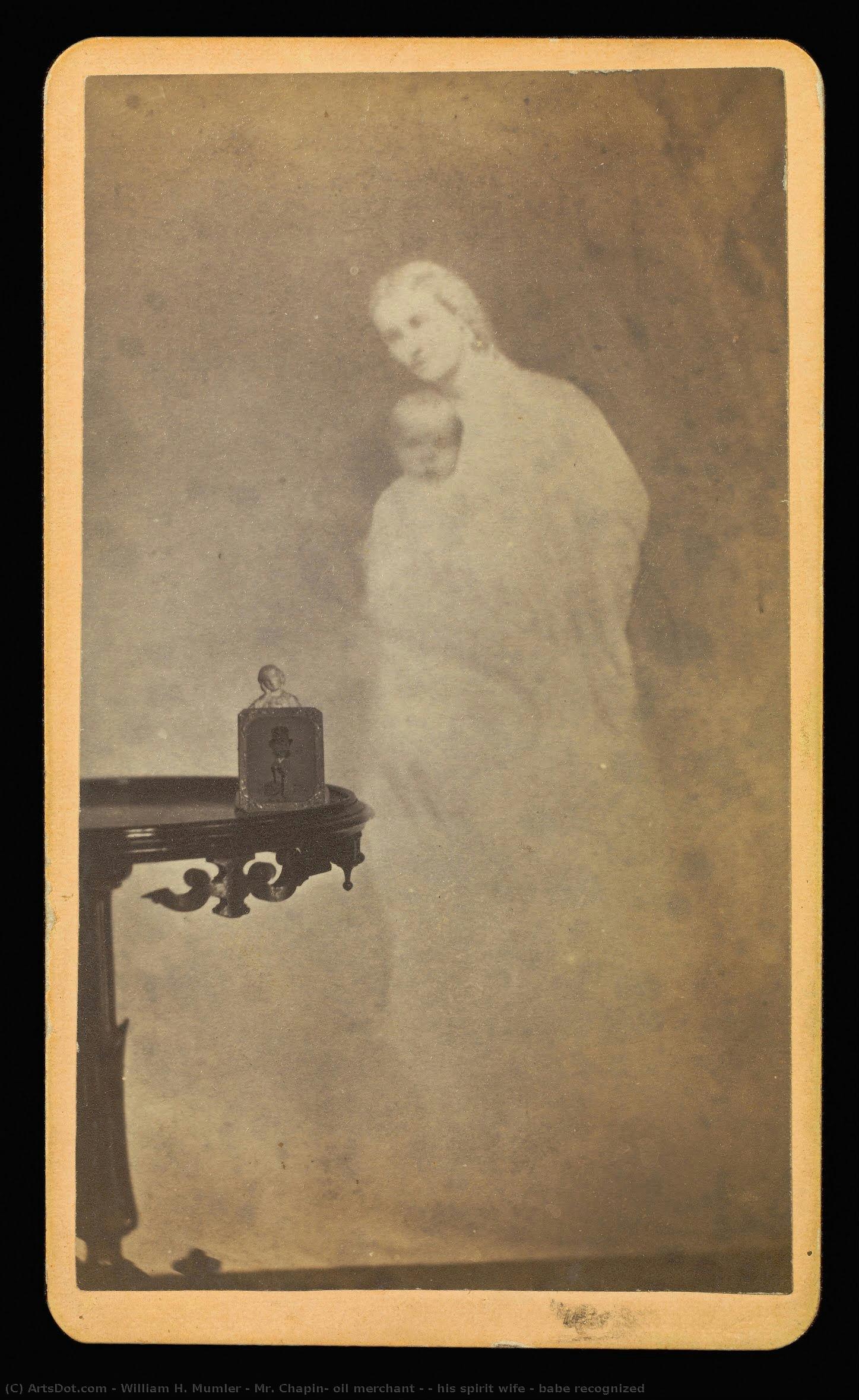Mr. Chapin, Oil Merchant - & His Spirit Wife & Babe Recognized — William H. Mumler, Oil, Spirit Photography