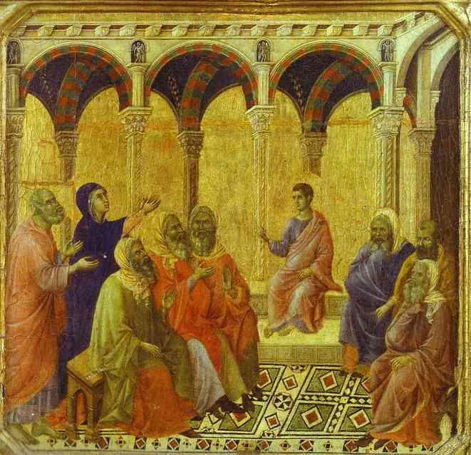 MaestÓ (Vorderseite, Rückwand, Detail), Christus in Streit mit den Schriftgelehrten
