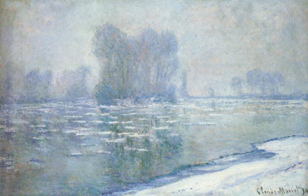 Ice Floes, Misty Morning — 클로드 모네, Acrylic On Canvas, Impressionistic Landscape