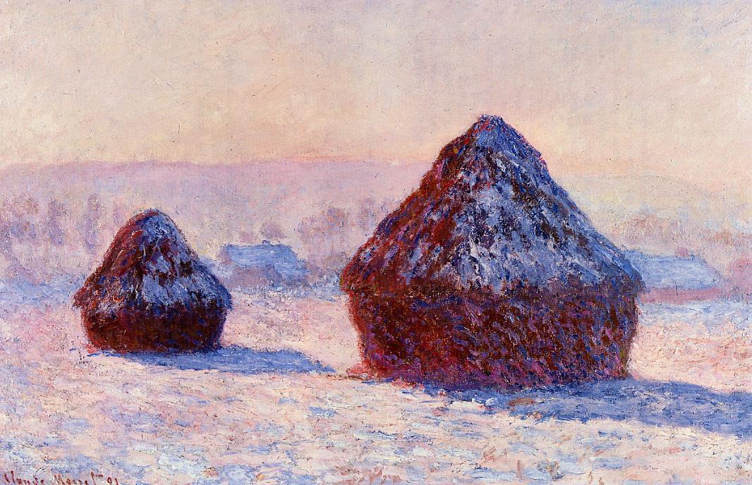 Les Prés Au Matin, Effet De Neige — Claude Monet, Huile Sur Toile, Impressionnisme