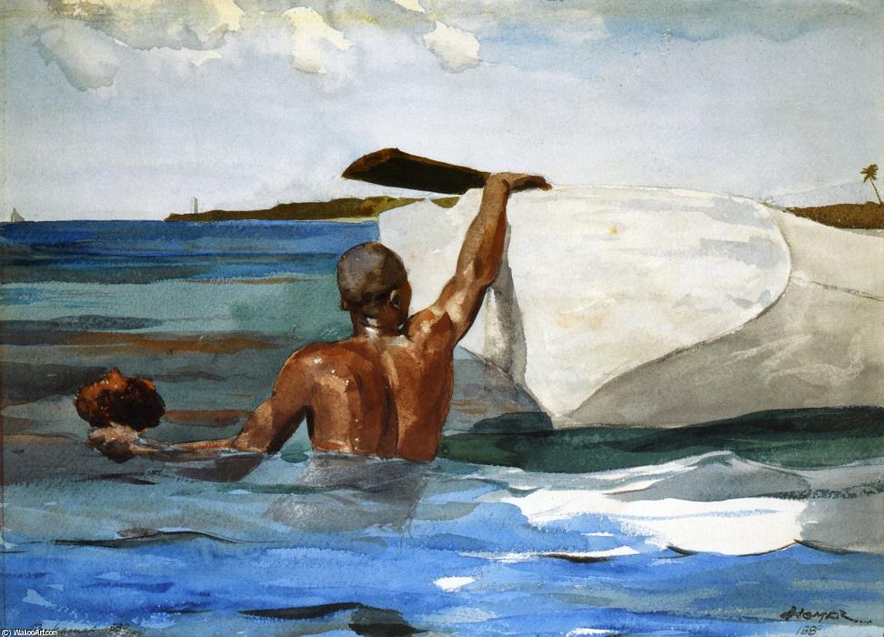 The Spong Diver — Winslow Homer, Watercolor, American Realism
