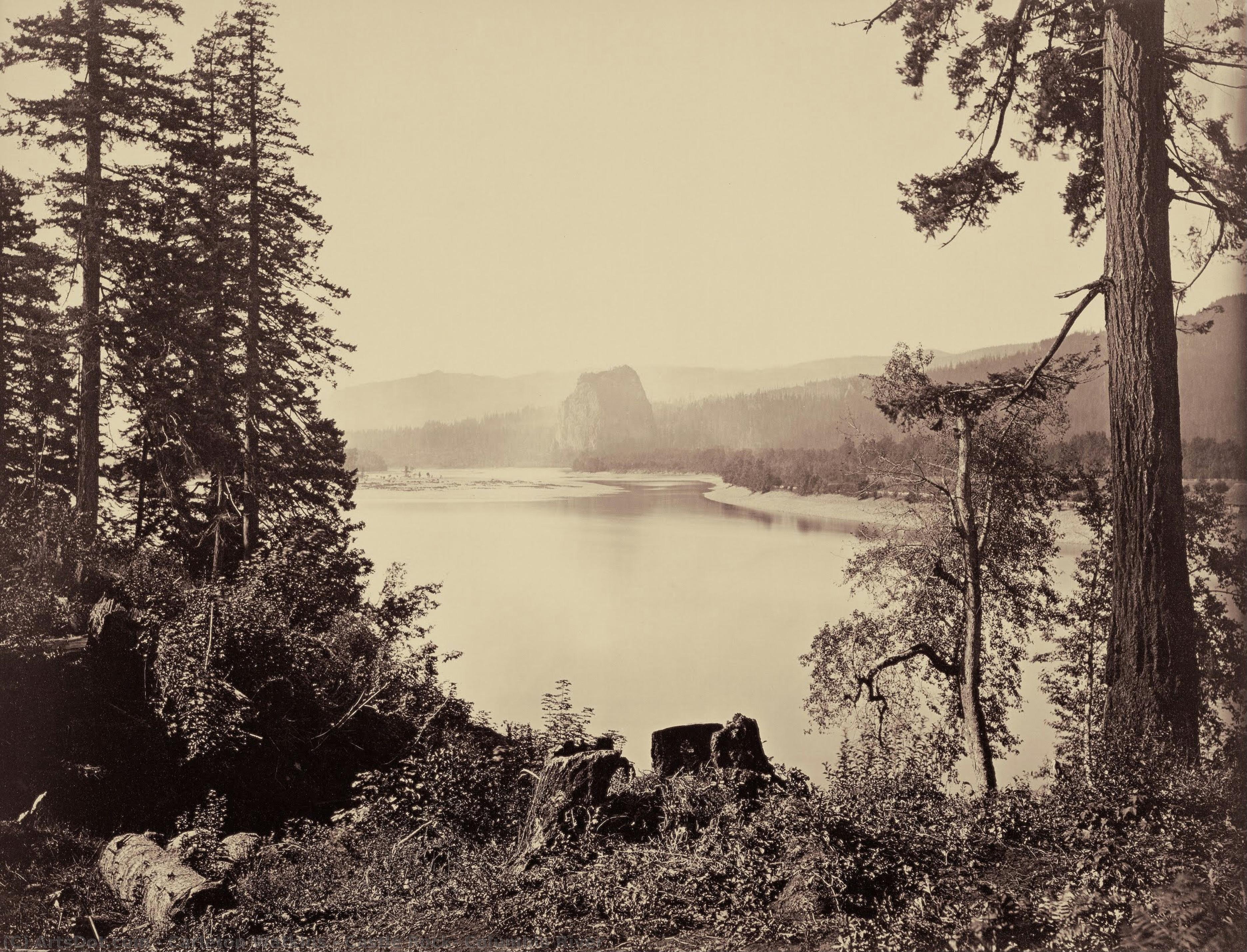 Castle Rock, Columbia River — Carleton Watkins, Acrylic On Canvas, American Romanticism