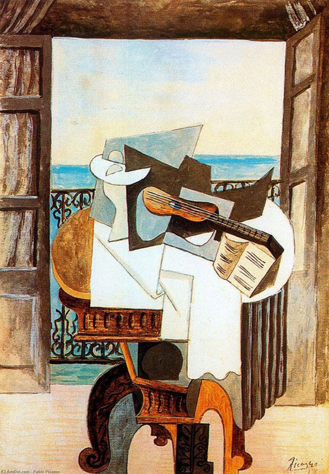 Harlequin with a Guitar by Pablo Picasso