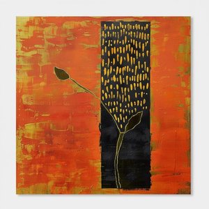 Monolithic Ember: A Singular Study Of Golden Veins And Ochre Shadows — Laurent Fabre