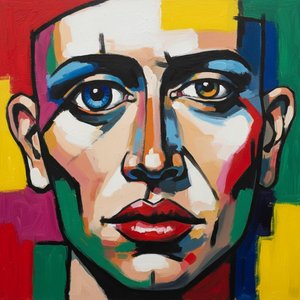 Fragmented Soul in Prismatic Planes: A Monumental One-of-One Geometric Portrait Masterpiece