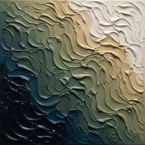 Sculptural Tides of Luminous Cream Cascading into a Deep Teal Abyss