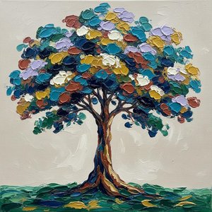 Crescita Radiale Eterea: Uno Studio Monolitico In Impasto Materico Teal E Ocra
