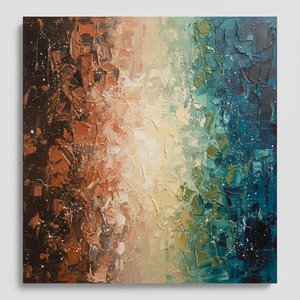 Eixo Luminoso De Terra E Éter Em Textura Impasto Escultural