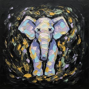 Ethereal Monolith: A Fragmented Soul Emerging from the Midnight Impasto Void