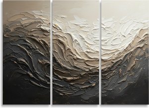 Monolithische Woge: Ein Triptychon Aus Skulpturaler Erde Und Obsidianwellen