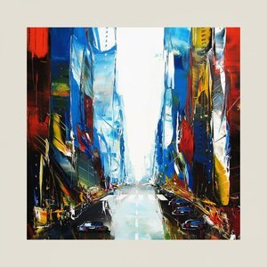 Chromatic Convergence in Cobalt and Crimson: A Monumental Urban Canyon Study