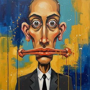 The Silent Tension of Distorted Form in Ochre and Cobalt Blue