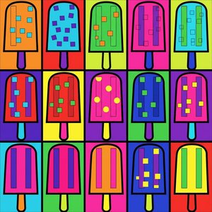 Chromatická Symetrie: Živá Geometrická Symfonie Hravých Ikon Pop Artu — Caroline Pelletier