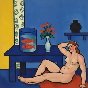 Azure Serenity: A Symphony Of Form And Crimson — Marc Duvallier