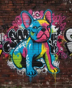 Chromatic Canine: A Vibrant Street Art Masterpiece in Unique One-of-One Edition