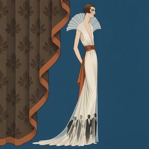 Pieghe Bianche Architettoniche E Figure In Silhouette In Blu