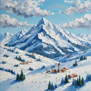 Monolito De Silencio Cobalto: Un Estudio Monumental De Impasto Sobre La Serenidad Alpina
