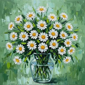 Radiante Fioritura Verdeggiante: Uno Studio Impasto Singolare Nella Serenità Della Primavera Eterna