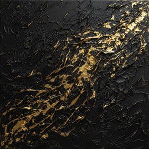 Flusso Di Ossidiana Dorata: Uno Studio Monumentale In Oro Cinetico E Impasto Di Mezzanotte