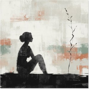 Silhouette Solitaria Tra Toni Della Terra Smorzati Ed Eterei Sussurri Di Salvia