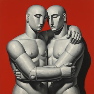 Monolithic Embrace in Vermilion