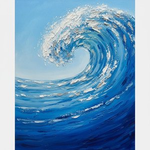 Cerulean Surge: Eine Monumentale Studie Kinetischer Bewegung Und Skulpturalen Meeresschaums