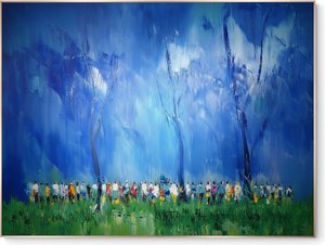 Ätherischer Blauer Horizont: Eine Meditative Symphonie Aus Silhouetten Und Leuchtenden Dämmerungshimmeln