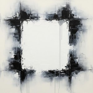 Fragmentierter Monolith: Eine Singuläre Studie Von Leuchtender Leere Und Obsidianfarbenem Chaos