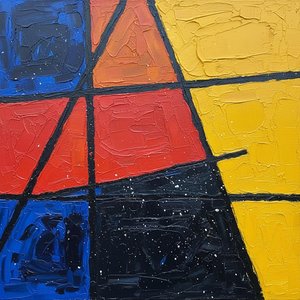 Cineticismo Frammentato In Cobalto E Oro: Uno Studio Monumentale Della Tensione Geometrica