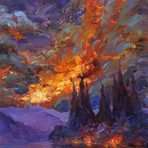 Eruzione Di Luce Celeste Tra Le Ombre Di Antiche Guglie Violette