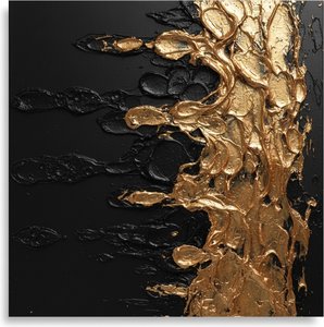 Vergoldeter Obsidian-fluss: Eine Monumentale Studie In Skulpturalem Gold Und Ewiger Leere
