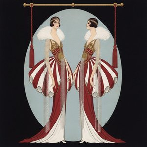Silhouette Cremisi All'interno Di Una Vesica Piscis Azzurro Pallido — Valentin Laurent De Courcey