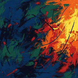 Combustione Celeste: Una Sinfonia Energetica Di Fuoco Primordiale E Blu Notturno