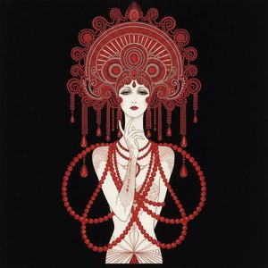 Filigrana Cremisi E Silhouette Di Porcellana In Ornamentazione Radiale