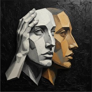 Fragmented Echoes Of Monolithic Souls In Obsidian And Ochre Gold — Laurent Fabre