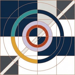 Geometria Celeste In Blu Navy E Ocra: Uno Studio Monumentale Di Precisione Armonica