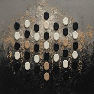 Ascending Ovals in Textured Charcoal and Sand