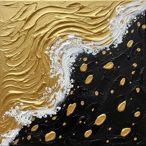 Gilded Celestial Ribbons Cascading Through a Turbulent Sea of Obsidian Shadows