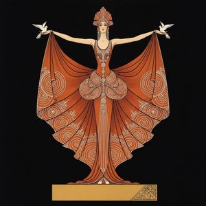 Icona In Terracotta Con Spirali Dorate E Colombe Bianche — Valentin Laurent De Courcey