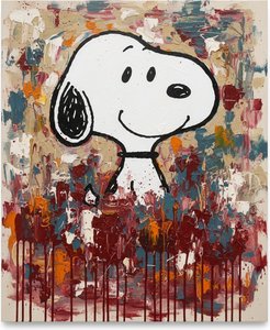 Ephemeral Icon Amidst the Crimson Chaos of Textured Abstract Expressionism