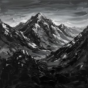 Monolithic Silence: The Sculpted Interplay of Obsidian Crags and Silver Light