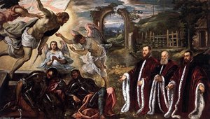 Resurrection And Three Avogadri — Domenico Robusti
