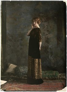 Model Wearing A Printed Silk Velvet\ndress — Mariano Fortuny