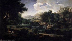 Landschaft Mit Der Verehrung Des Kreuzes Durch Magdalena — Gaspard Dughet